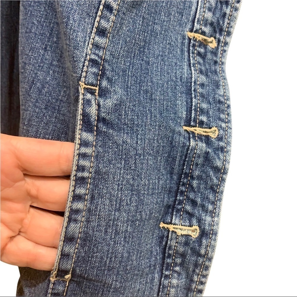 AMI Denim Button Down Jean Jacket w/ Tan Trim Sz S - Picture 5 of 11